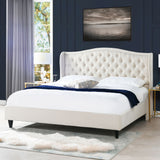 Coverley - King Tufted Shelter Platform Bed - Sky Neutral Beige