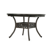 Outdoor Expandable Aluminum Dining Table With Latticework Details And Curvy Legs