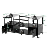 Outdoor Grill Table For Big Egg Style Bbq With Metal Grill Cart And Storage Box And Metal And Stainless Steel - Black / Silver