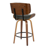 Lombardi - Mid-Century Modern Fixed Height Counter Stool With Swivel With Round Footrest (Set of 2)