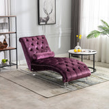 Velvet Chaise Lounge Indoor, Button Tufted Upholstered Chaise Lounge Chair With Pillow