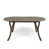 Outdoor Table With Smooth Lines, Slat Top