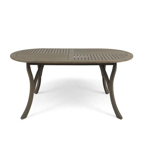 Outdoor Table With Smooth Lines, Slat Top