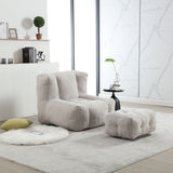 Modern Indoor Fluffy Bean Bag Chair With Memory Foam And Ottoman, Super Soft