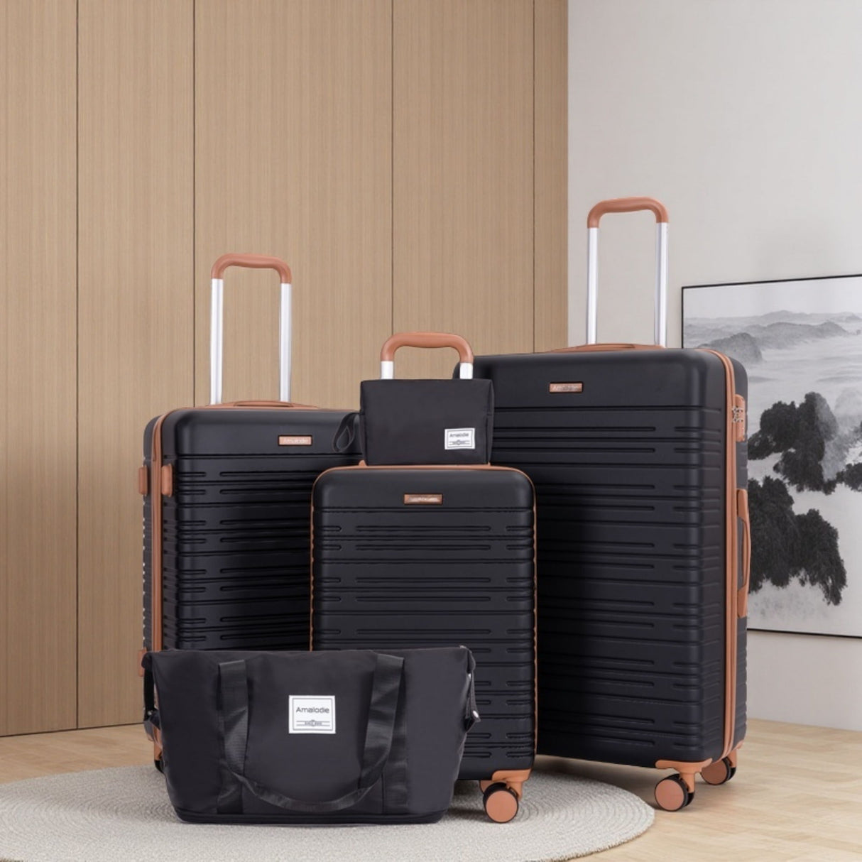 5 Piece Set Hard Case Spinner Wheels Luggage Sets With Tsa Lock