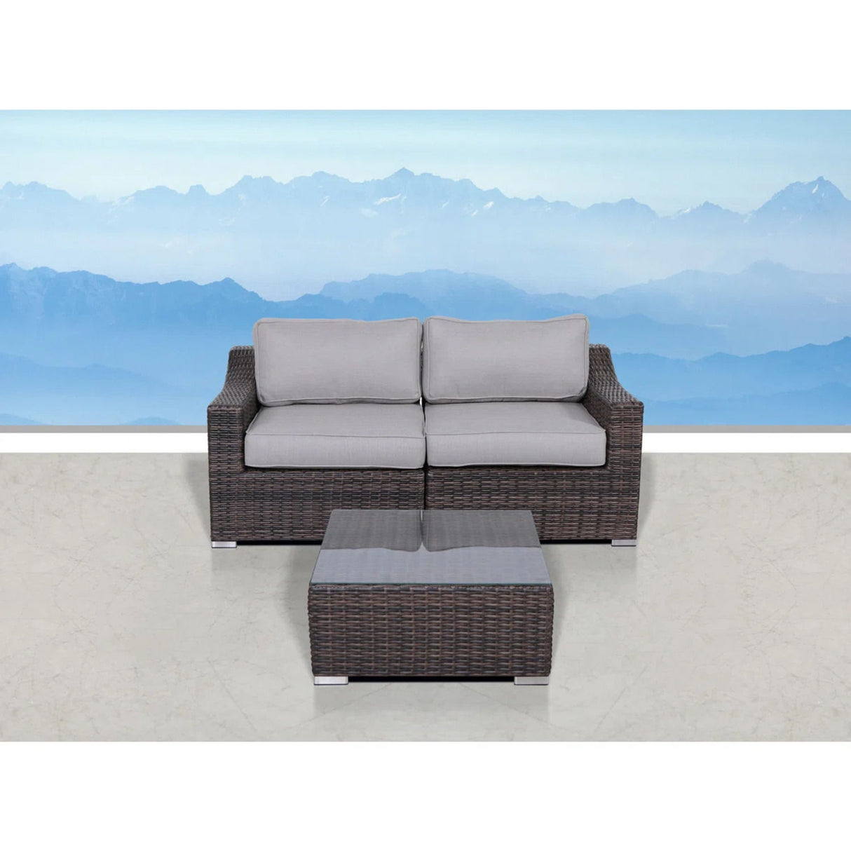 Outdoor Wicker Conversation Set With Cushions, All Weather