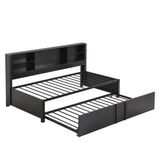 Industrial Metal Daybed With Trundle, Storage Shelves, USB Ports