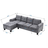 Modern Sectional Sofa Set With L Shape Chaise Lounge And Storage
