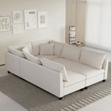Modular Sectional Bed Couch Set With Pillows Free Combination, Minimalist Style Oversized 6 Seat Convertible Sofa