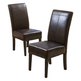 Bonded Leather Upholstered Dining Chair With Solid Wood Legs (Set of 2) - Chocolate
