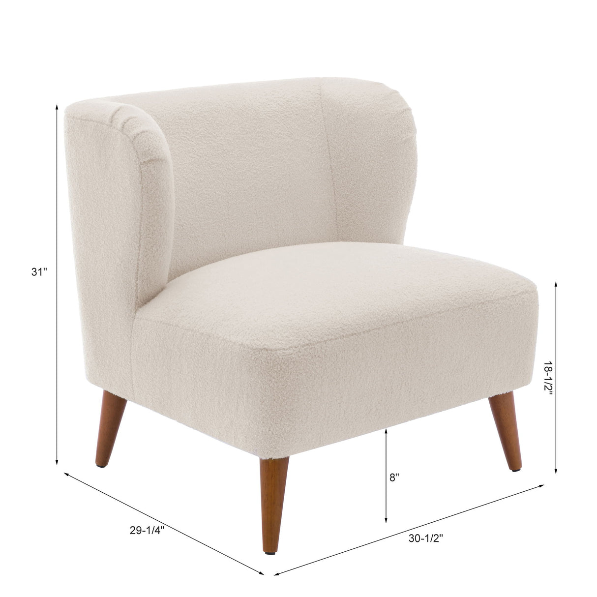 Veda - Accent Chair With Wrap Around Back Boucle - White