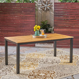Rectangular Outdoor Dining Table Tabletop With Iron Legs - Black