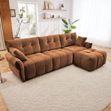 Sofa Set With Ottoman And Pillows, Textured, High Resilience Cushions