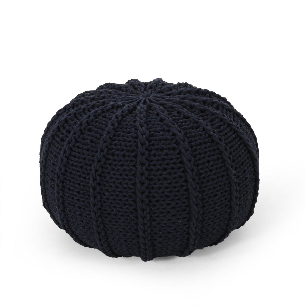 Bordeaux - Knitted Cotton Round Pouf Ottoman And Floor Cushion