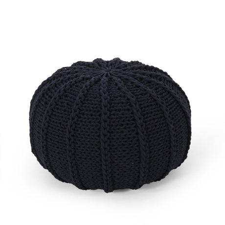 Bordeaux - Knitted Cotton Round Pouf Ottoman And Floor Cushion