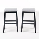 Greely Saddle Barstool Set With Fabric Upholstery - Light Gray