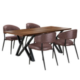 5 Pieces Modern Faux Leather And Metal Dining Set