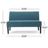 Contemporary Loveseat With Upholstered Fabric And Birch Wood Legs
