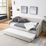 Elegant Daybed With Trundle Upholstered Tufted Sofa Bed