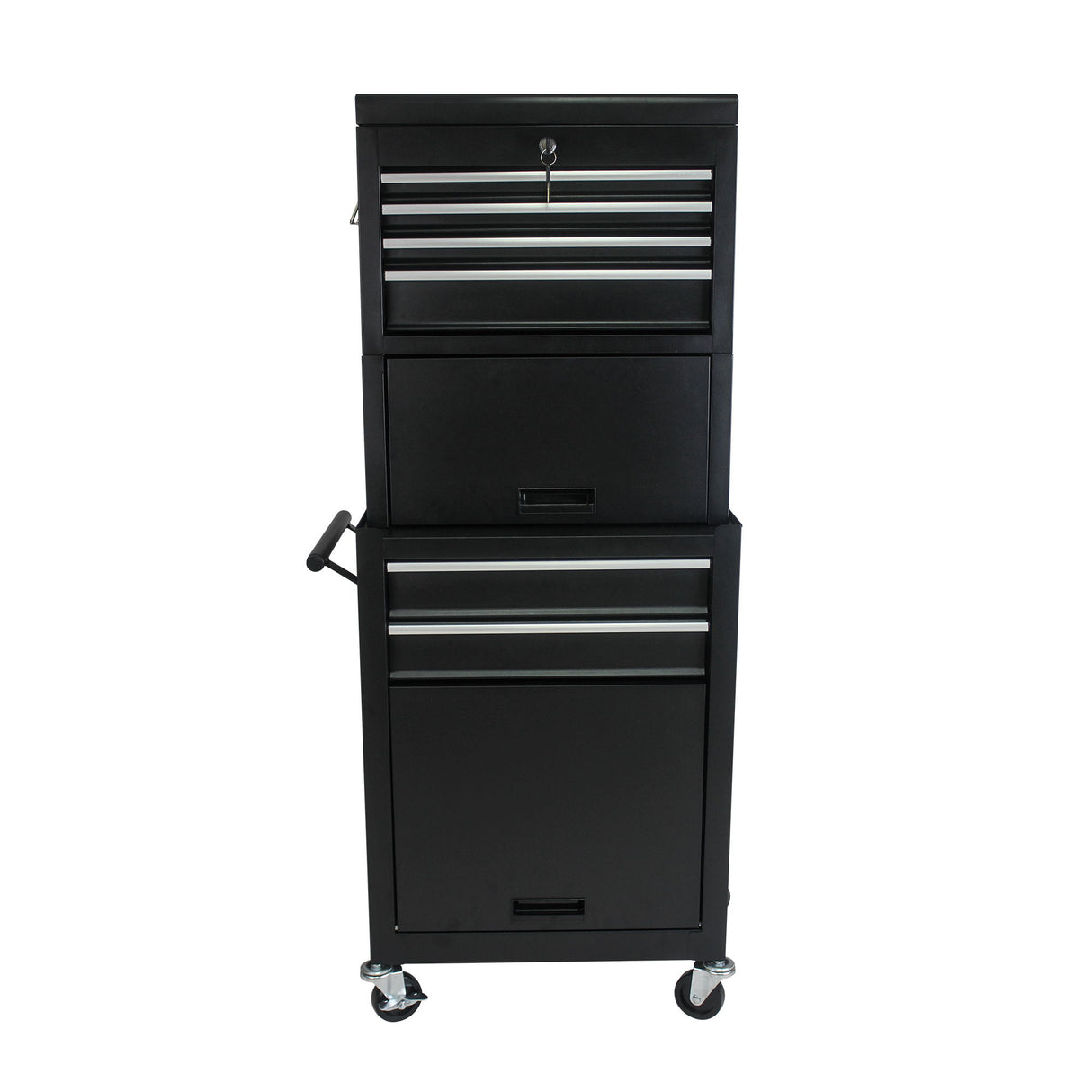 6 Drawer Lockable Tool Cabinet On Wheels, Steel Rolling Tool Chest With Detachable Toolbox