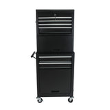 6 Drawer Lockable Tool Cabinet On Wheels, Steel Rolling Tool Chest With Detachable Toolbox