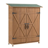 Outdoor Storage Shed With Lockable Door, Wooden Tool Storage Shed With Detachable Shelves & Pitch Roof