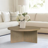 Round Coffee Table With Solid Veneer Top
