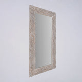 Handcarved Rectangle Mirror Accent With 3mm Glass - Antique White
