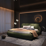 Luxury Upholstered Platform Bed With Oversized Padded Backrest And Solid Wood Frame