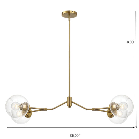 Jewel - 4 Lights Modern Farmhouse Chandelier Ceiling Hanging Light Fixture - Clear / Gold