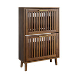 Medieval Modern Shoe Cabinet With 2 Flip Drawers And Fence Design