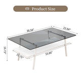 Rectangle Coffee Table, Tempered Glass Tabletop With Metal Legs