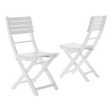Outdoor Foldable Wood Dining Chair With Slat Design (Set of 2)