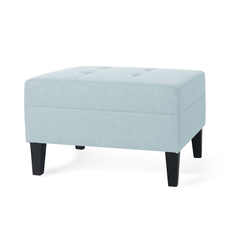 Classic Ottoman With Birch Wood Legs And Fabric Upholstery