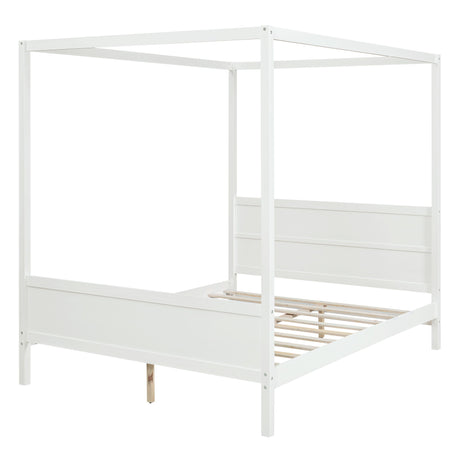 Canopy Platform Bed With Headboard And Footboard, Slat Support Leg
