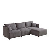 Modern Minimalist Corduroy Combination Sofa With 2 Comfort Cushions With USB & C Charging Ports
