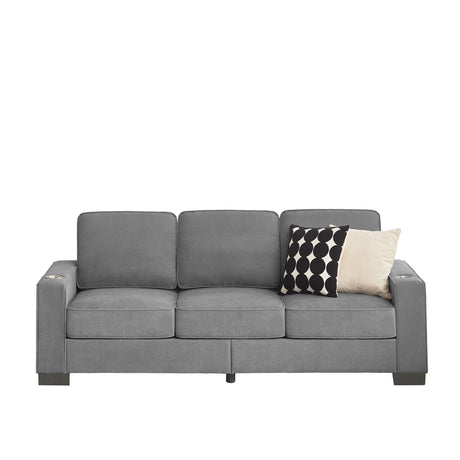 Modern Snowfleece Fabric 3 Seater Sofa With Cup Holder