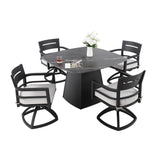 Outdoor Patio Dining Set, Squircle Dining Table, Dining Chairs With Sunbrella Cushions