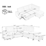 Pull-Out L-Shaped Sectional Sofa With Movable Ottoman And Stool, Large Storage Space, A Cup Holder, And 2 USB Ports For Living Room