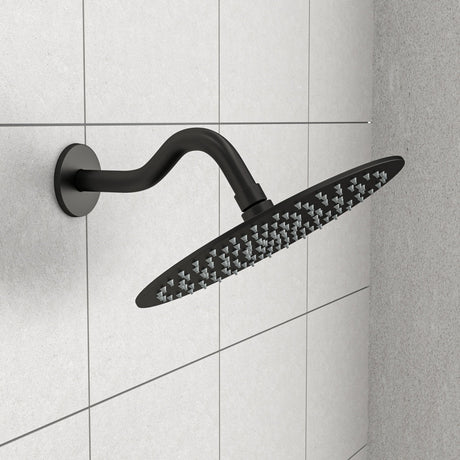 8" Shower Arm With Flange, Adjustable Angles - Matte Black