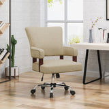 Zealous - Upholstered Office Chair With Curved Arms And Nailhead Accents - Wheat