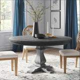 Rustic Extendable Dining Table With Pedestal Base - Gray