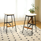 Modern Bar Stools Comfortable & Stylish, Soft Fabric Upholstered, Backless (Set of 2)