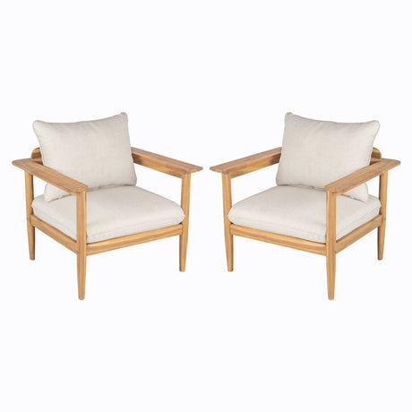 Terassi - Outdoor Lounge Chair (Set of 2) With Cushions - Beige / Light Teak