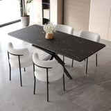 Extendable Dining Table Set With Curved Backrest Upholstered Chairs
