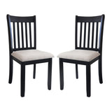 Modern Dining Chair, Wooden Back, Cushion Seats (Set of 2)