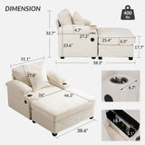 Chenille Fabric Sofa Bed With Cupholders And USB Charging Ports Chair For Living Room