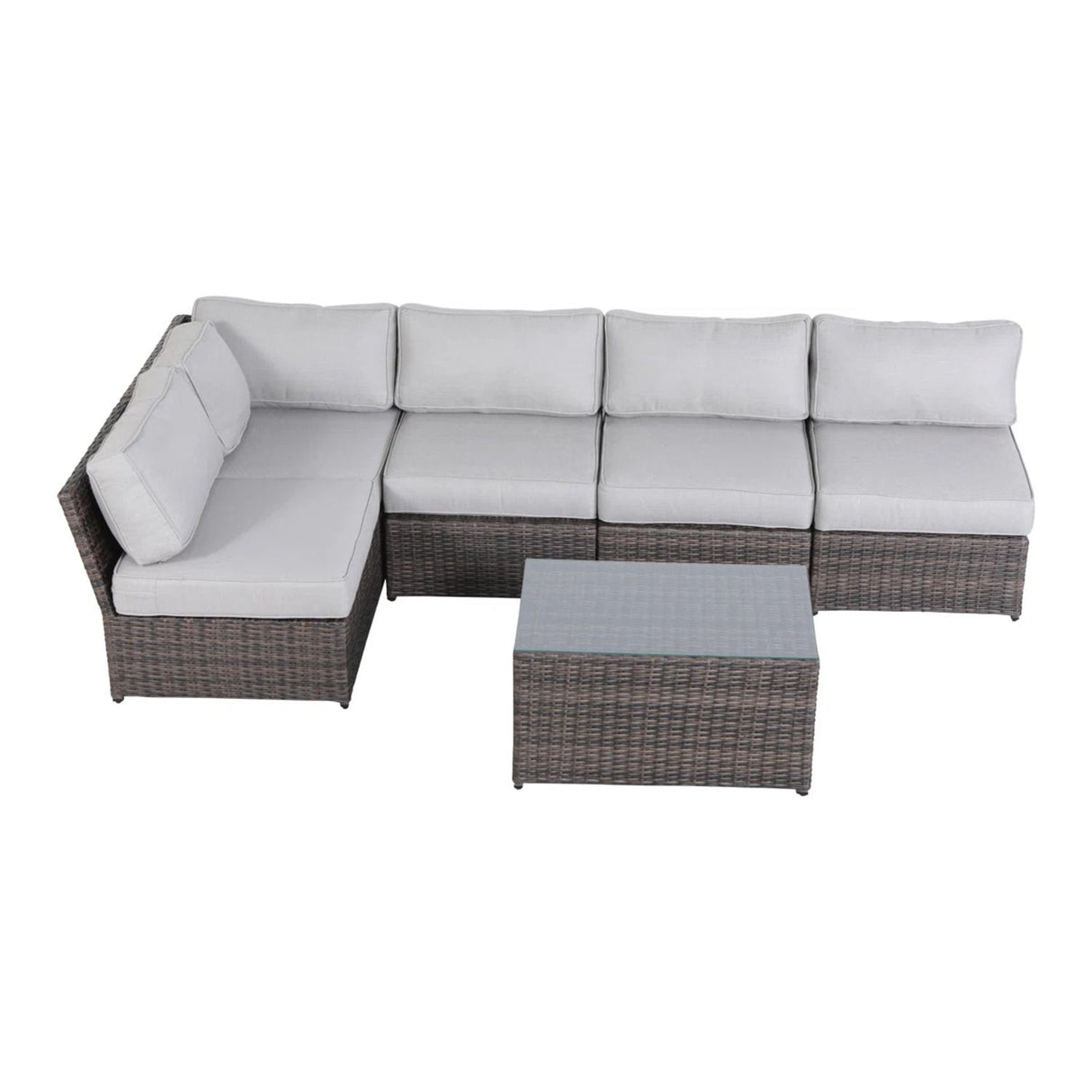 Comfortable Modern Patio Rattan Sectional Set With Cushions