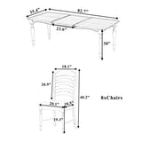 Topmax - Vintage Traditional Extendable Dining Table Set With Removable Leaf
