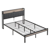 Modern Platform Bed Frame With Upholstered Storage Headboard, USB Ports